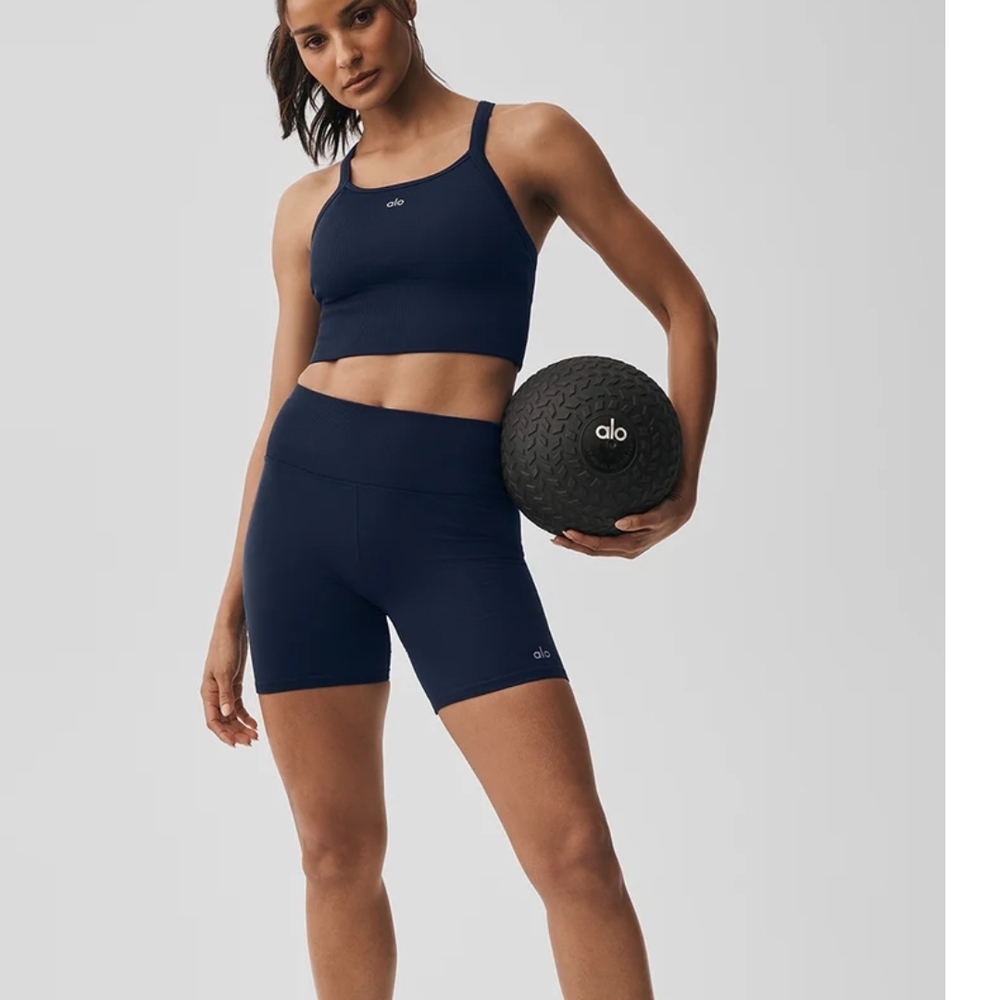 ALO Yoga Navy High Waist Shorts